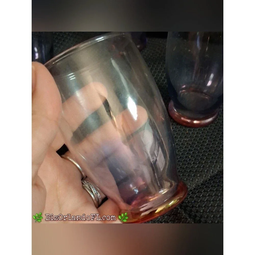 VINTAGE: West Virginia Cranberry to Blue Colored Juice Glasses (Set of 5) *HTF*
